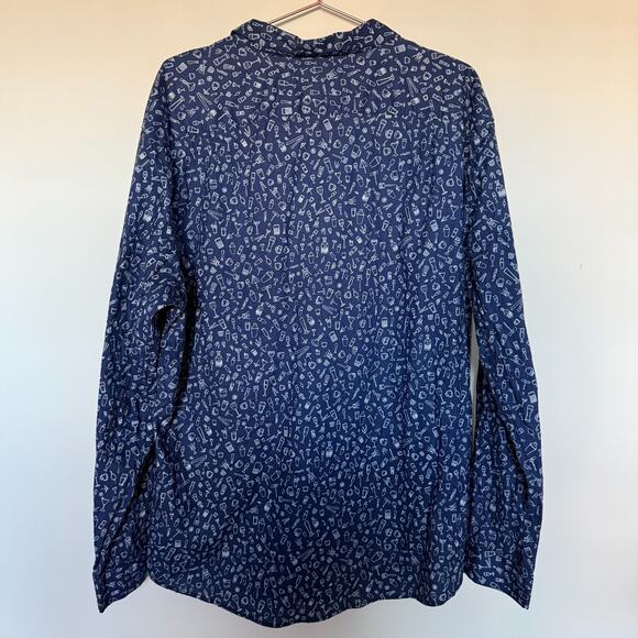 Tori Richard Men Shirt 2XL Navy Long Sleeve Button Down Party Cocktail Bartender - Picture 6 of 6